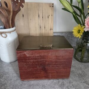 Hearth & Hand With Magnolia Wooden Recipe Box With Brass Lid